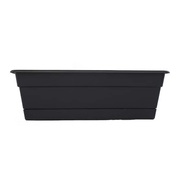 Bloem Dura Cotta 18 in. Black Plastic Window Box Planter with Tray