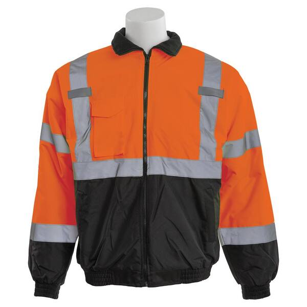 Mens Hi Vis Waterproof Security Work Coat Yellow Orange Bomber Parka Coat Size 