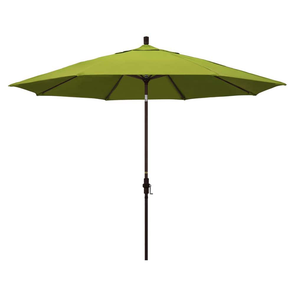 11 ft. Bronze Aluminum Market Patio Umbrella with Aluminum Ribs Collar Tilt Crank Lift in Ginkgo Pacifica price history on PriceWatchPro