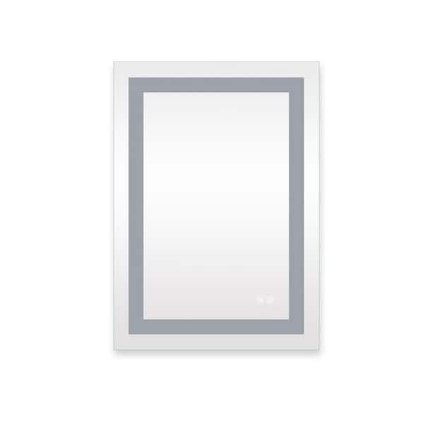 Unbranded 20 in. W x 28 in. H Rectangular Frameless Wall Mounted LED Bathroom Vanity Mirror with 3 Colors Light Touch Button