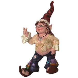 14 in. H 60's Janice Chick Flower Child Hippie Gnome Home and Garden Gnome Statue