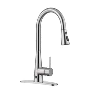 Single Handle High Arc Pull Down Sprayer Kitchen Faucet with Touchless Sensor in Brushed Nickel