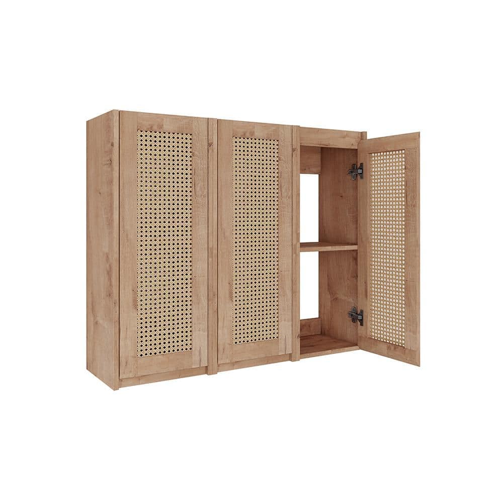 Modern 35.43 in. W x 9.81 in. D x 29.5 in. H Bathroom Storage Wall Cabinet in Imitative Oak price history on PriceWatchPro
