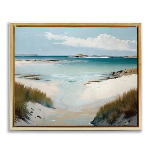 Stupell Industries River Tide Seascape by Svetlana Aleynikova Gold Floater Frame Coastal Graphic Art Print 17 in. x 21 in.