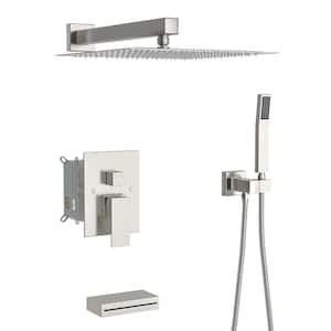 12 in. Single Handle 1-Spray Tub and Shower Faucet 1.8 GPM with Shower Head in. Brushed Nickel(Valve Included)