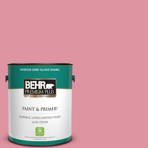 BEHR PREMIUM PLUS 1 gal. #120C-3 Rose Marquis Semi-Gloss Enamel Low Odor Interior Paint & Primer