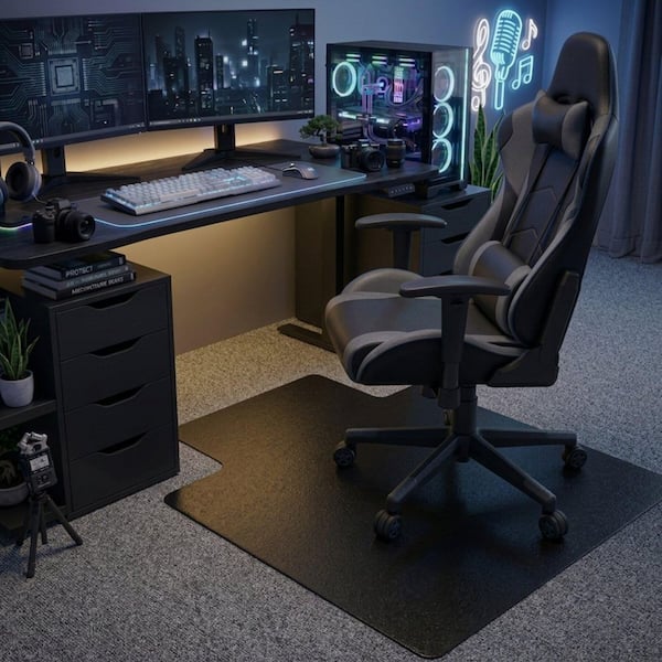 Advantagemat Black Vinyl Lipped Gaming Indoor Chair Mat for Carpets-36 in. x 48 in.