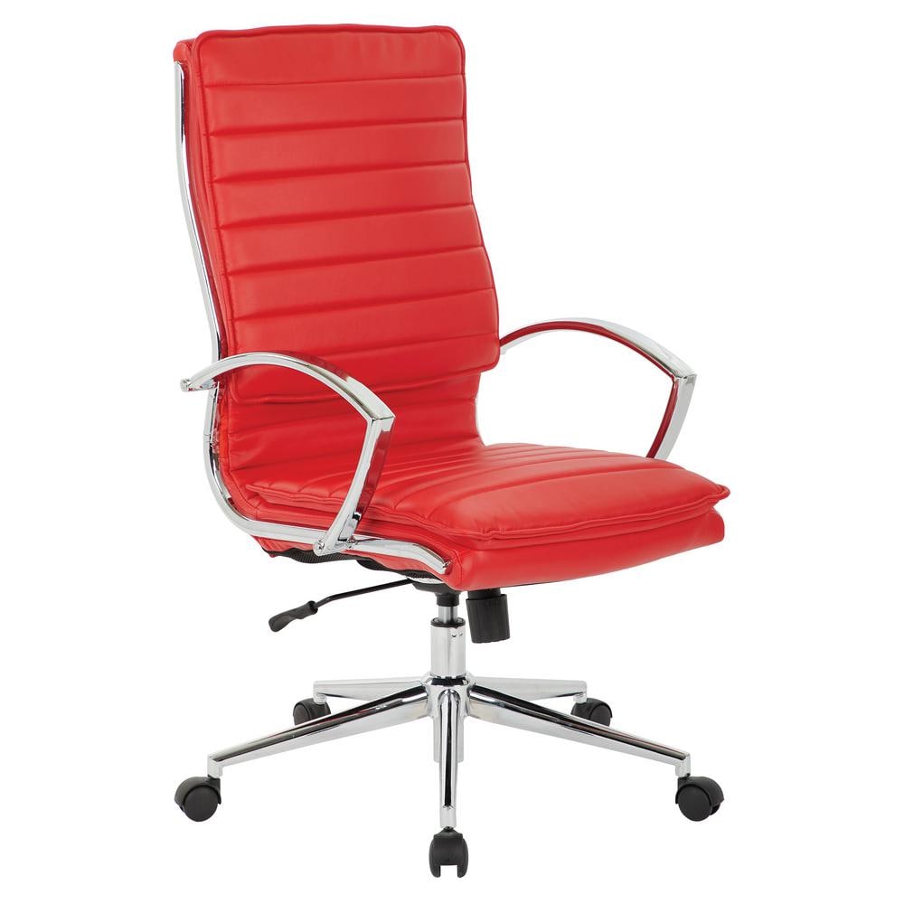 Executive High Back Red Leather Swivel Chair with Metal Base