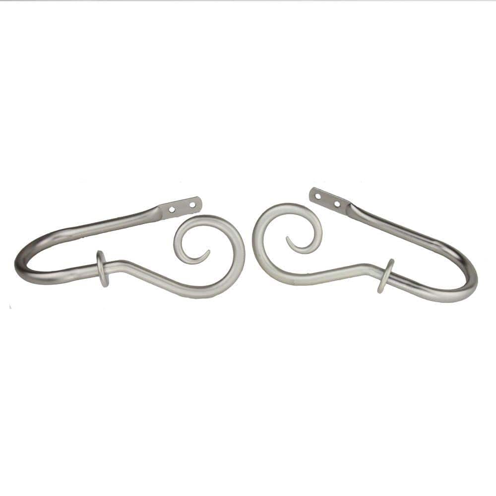Satin Nickel Metal Curl Hook Curtain Holdback Set