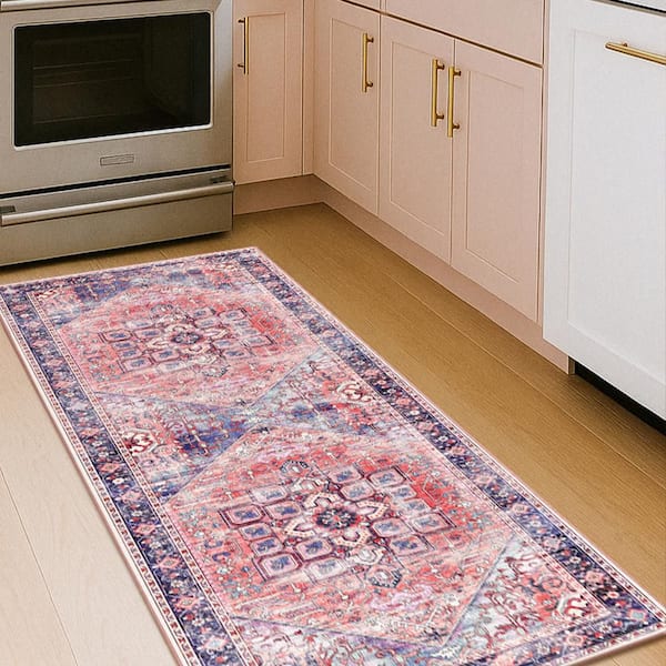 Seraphina Multicolor 2.5 ft. x 7 ft. Vintage Medallion Machine Washable Non-Slip Runner Rug