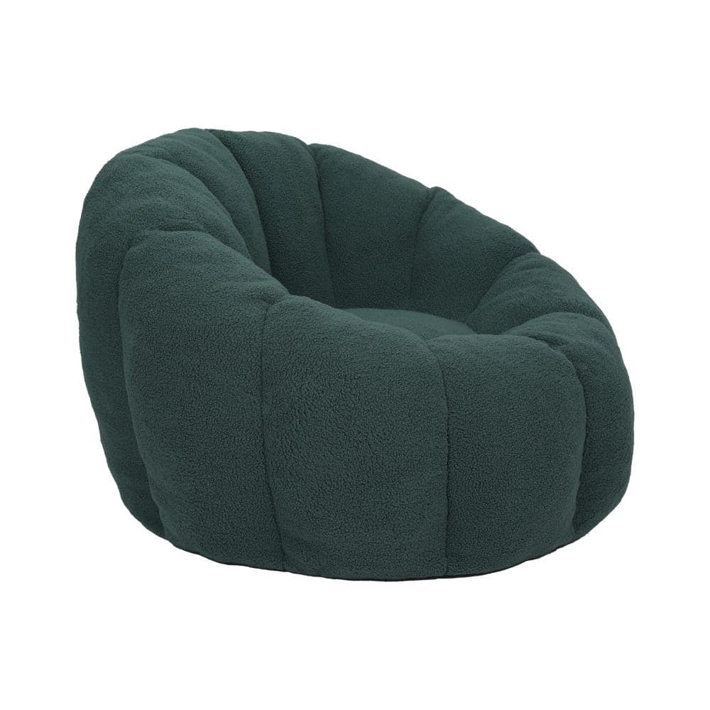 Green Teddy Large (38.6 x 39.7 x 25.6 in.) Bean Bag with Armrests and Ergonomic Backrest durable construction