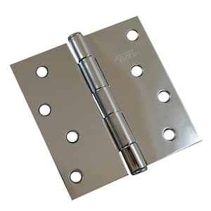 4 in. x 4 in. Polished Chrome Full Mortise Butt Hinge with Removable Pin (2-Pack)