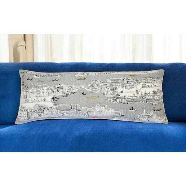 Cream Solid Polyester 14 in. x 35 in. Throw Pillow