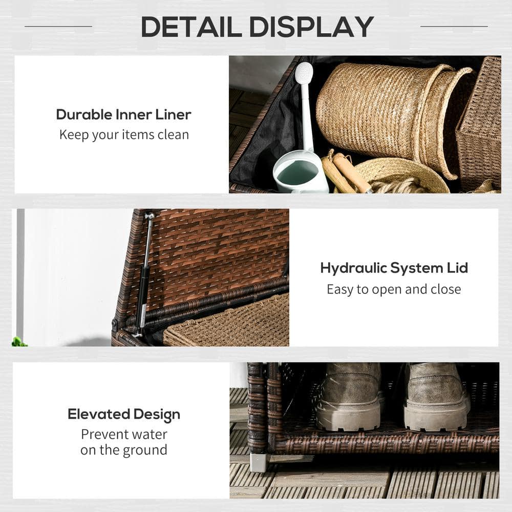 Brown Wicker Outdoor Deck Box with Shoe Storage