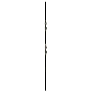 44 in. x 1/2 in. Satin Black Double Ribbon Hollow Iron Baluster