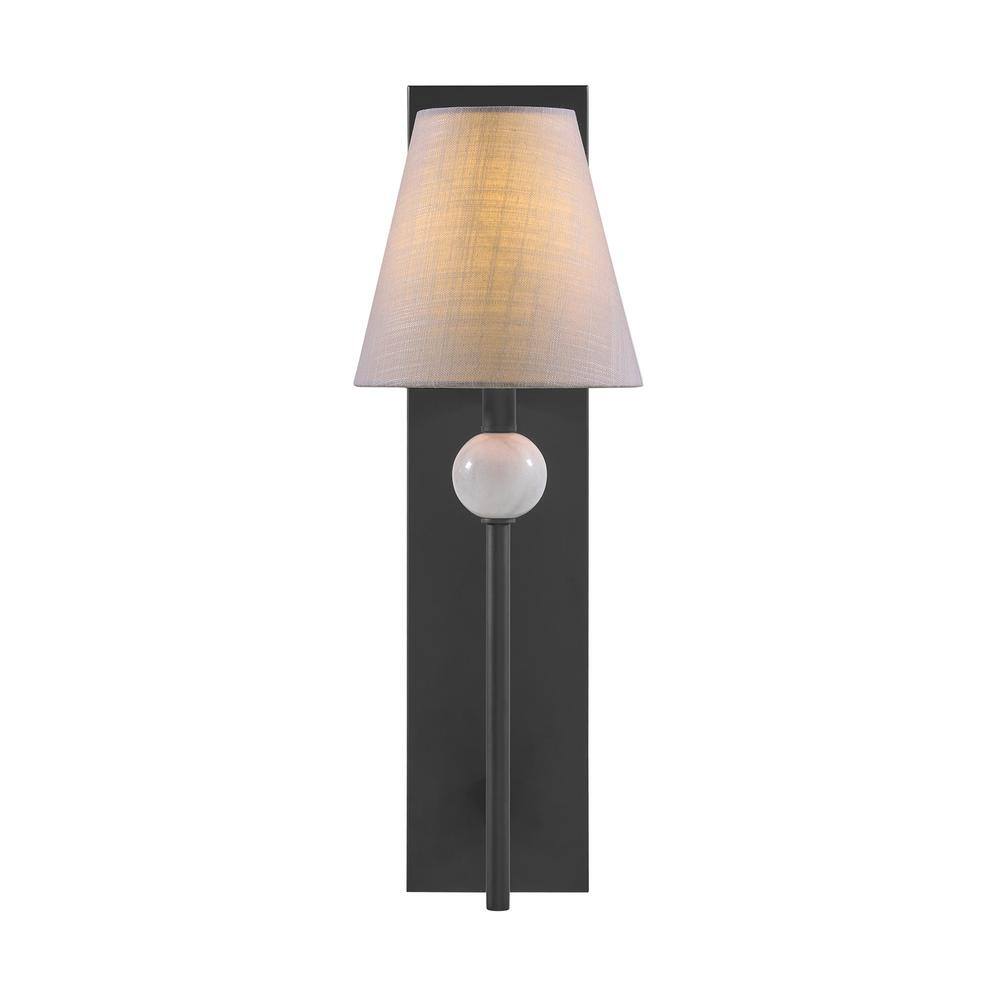 Matte Black and White Fabric Shade Wall Sconce