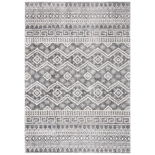 SAFAVIEH Tunisia Black/Ivory 8 ft. x 10 ft. Chevron Diamond Area Rug