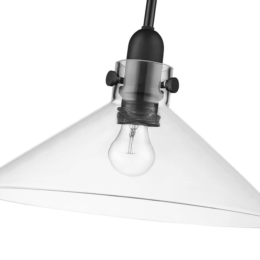 Dwyer 15'' Matte Black and Antique Brass Cone Pendant Light