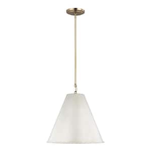 Gordon 1-Light Antique White Small Pendant with Steel Shade