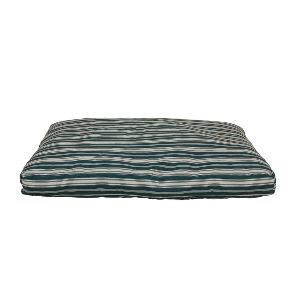 Large Green Striped Polyester Outdoor Pet Bed