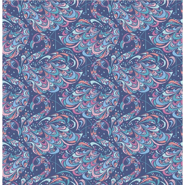 NuWallpaper Cobalt Flamingo Peel and Stick Vinyl Wallpaper Sample