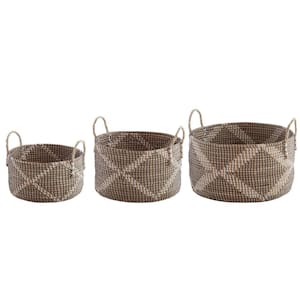 Multi-Color Natural Woven Decorative Baskets (Set of 3)