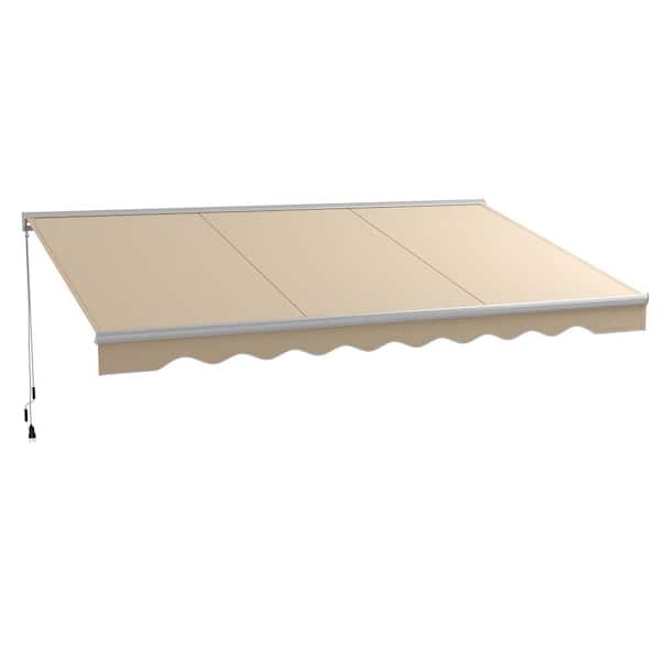 10 ft. x 16.5 ft. Cream White Electric Retractable Awning with Remote Controller and Crank Handle