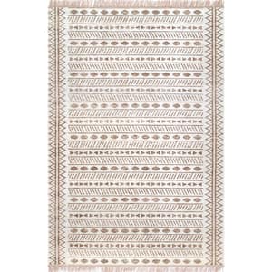 Angie Tribal Beige 8 ft. x 10 ft. Indoor/Outdoor Patio Area Rug