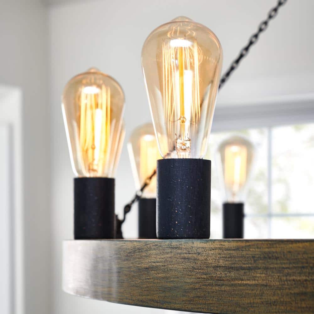 Avenir 20-Light Weathered Oak and Antique Forged Iron Chandelier