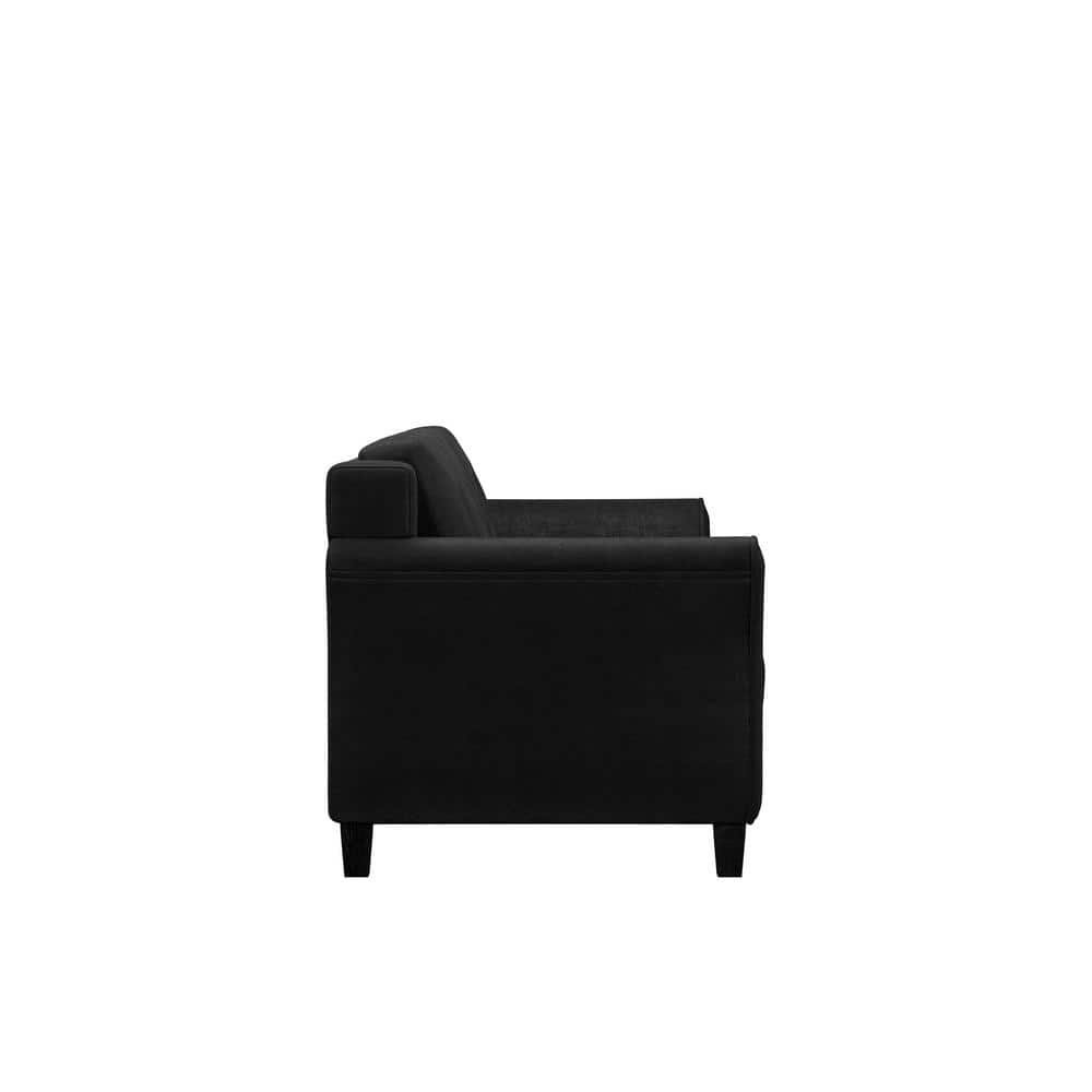 Hartford Black Microfiber 78'' Plush Tufted Sofa with Wood Frame