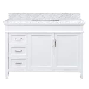 Ashburn 49 in. W x 22 in. D Bath Vanity in White with Carrara White Marble Top DL