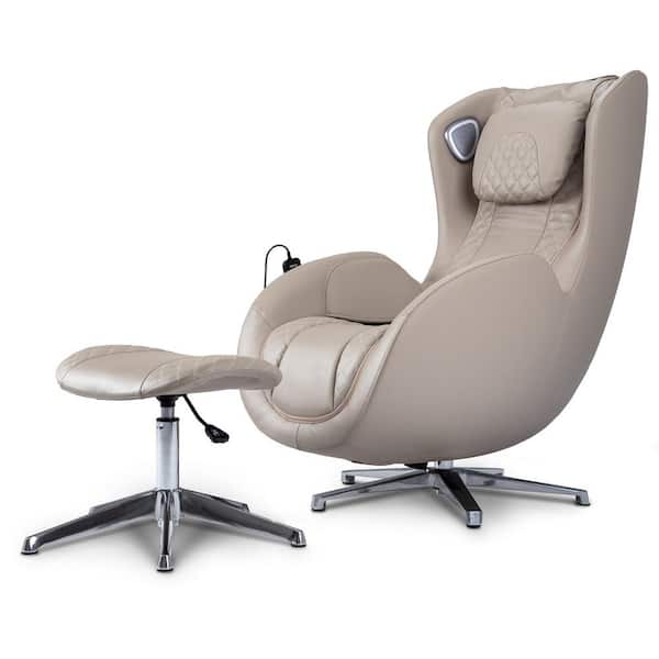 TITAN Bliss Series Taupe Faux Leather Reclining Massage Chair with Air Massage, Heated Lumber, Bluetooth Speakers