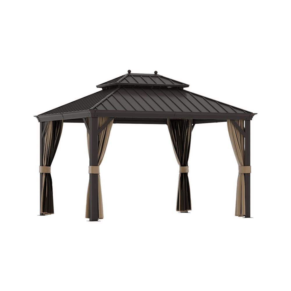 10 ft. x 12 ft. Double Roof Hardtop Gazebo with Steel Roof, Privacy Curtains & Mosquito Netting price history on PriceWatchPro