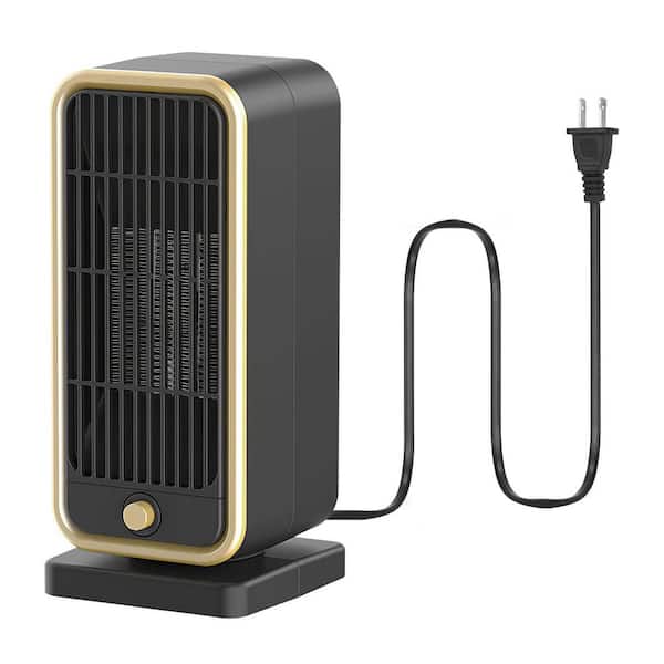 500W Utility Black Gold Ceramic Portable Electric Heater PTC Space Forced Air Heater Overheating Tip Over Protection