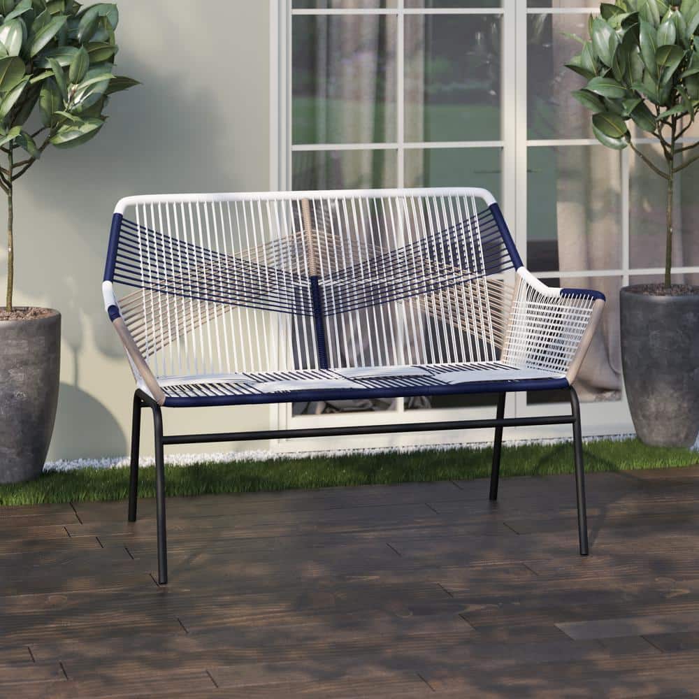 Modern Wicker and Plastic Outdoor Loveseat, 51" Wide