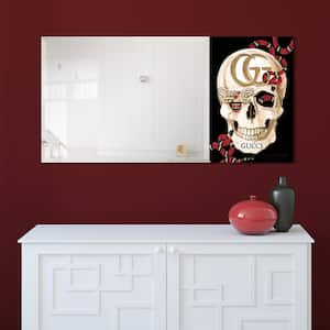 24 in. x 48 in. GG Skull Rectangle Framed Printed Tempered Art Glass Beveled Accent Mirror
