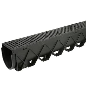 Storm Drain Heavy Duty 5 in. x 40 in. Channel Drain with Class C Ductile Iron Black Grate
