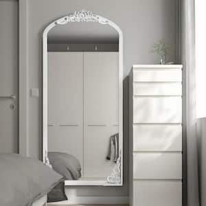 28 in. W x 67 in. H Carved Wooden Full Length Mirror in White