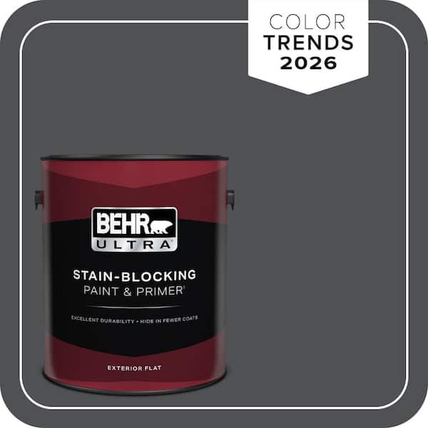 BEHR ULTRA 1 gal. #PPU18-01 Cracked Pepper Flat Exterior Paint & Primer