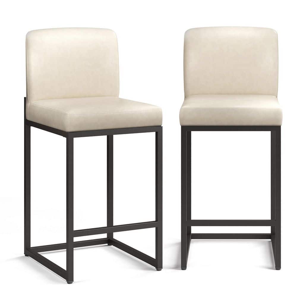 35.2 in. Light Gray Rectangular Cushion Bar Stool with Back and Metal Steel Frame Base with Footrest (Set-2) price history on PriceWatchPro