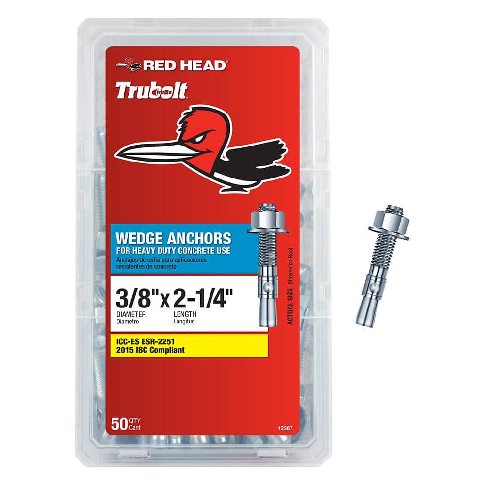 Red Head 3/8 in. x 21/4 in. Head Wedge Anchor (50Pack) 12367 The Home Depot