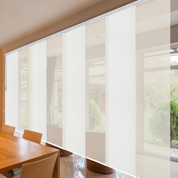 EMOH Haze 130 in. - 175 in. W x 94 in. L Adjustable 8- Panel White Double Rail Panel Track with 23.5 in. Slates