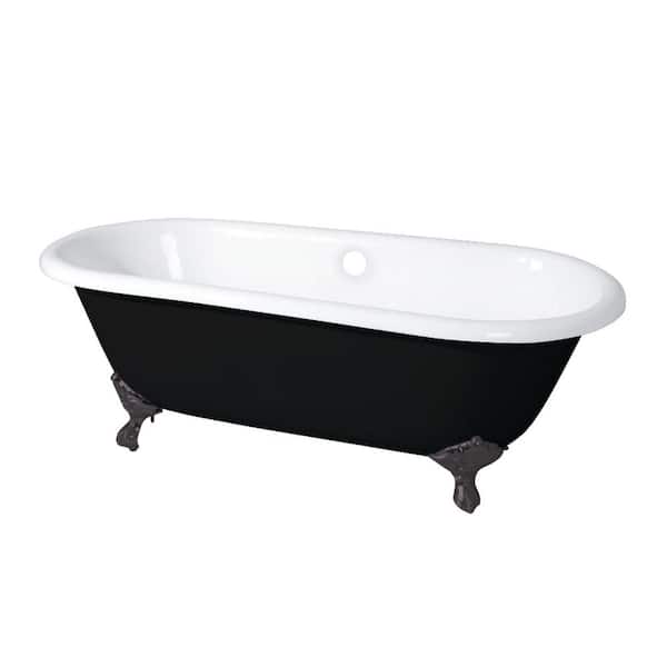 Aqua Eden Classic 5.5 ft. Cast Iron Oil Rubbed Bronze Claw Foot Double Ended Tub in Black