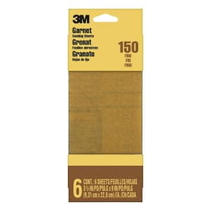 Garnet 3-2/3 in. x 9 in. 150 Grit Fine Grade Sand Paper (6-Sheets/Pack)