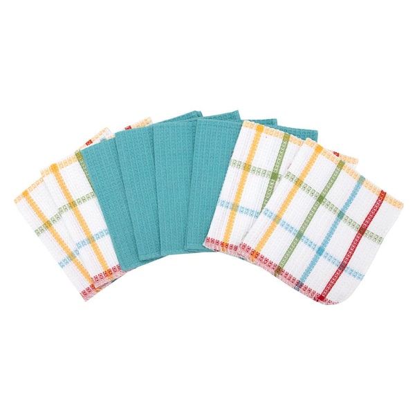 RITZ Multi Waffle Weave Checkered Cotton Dish Cloth (Set of 8)