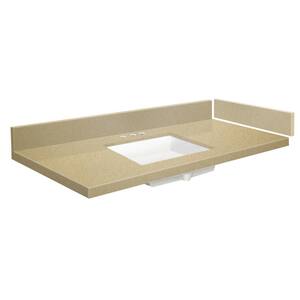 54.5 in. W x 22.25 in. D Quartz Vanity Top in Nature's Path with Widespread White Basin