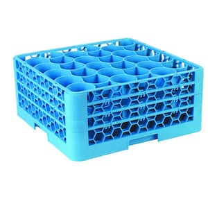 19.75 in. x 19.75 in., Polypropylene 30 Compartment, 3 Extender Glass Rack/Commercial Dishwasher in Blue (Case of 2)