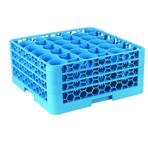 Carlisle 19.75 in. x 19.75 in., Polypropylene 30 Compartment, 3 Extender Glass Rack/Commercial Dishwasher in Blue (Case of 2)