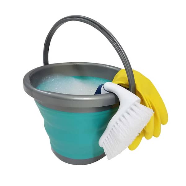 HOMZ Store N Stow 5 l Round Collapsible Bucket with Handle in. Grey and  Teal Base (12-Pack) 2211049DC.12 - The Home Depot