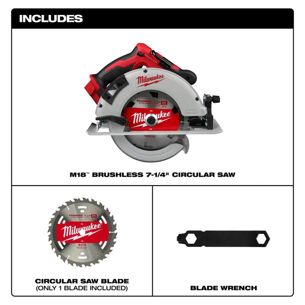 Milwaukee M18 18V Lithium Ion Brushless Cordless 7 1/4 in. Circular Saw Tool Only - Image 2